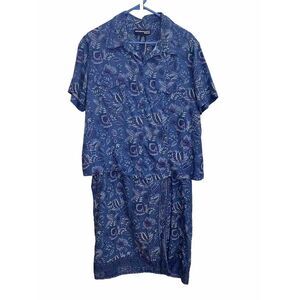 Norton McNaughton Blue Rayon 2 Pc Outfit Top Women's‎ Size 1X Faux Wrap Skirt